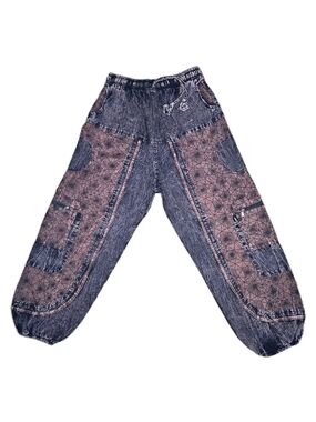Rust Brown Fractal Print Boho Hippie Cotton Pants Handmade In Nepal